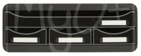 Supporto Monitor con Cassetti, Glossy, in Plastica Riciclata, nero glossy