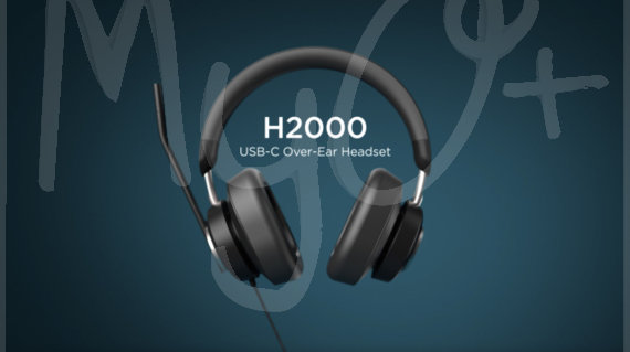Cuffie Over Ear H2000, USB-C, Microfono con Cancellazione Pasdiva del Rumore, Comandi in linea con Indicatori LED, Plug & Play