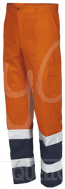 Pantalone Lungo da Lavoro Arancione e Blu con Bande Retroriflettenti                                           