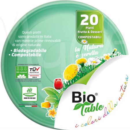 Piatti Rigidi Frutta in Bioplastica, Diametro cm16,5, Confezione pezzi 20