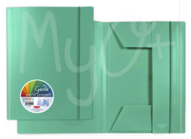 Cartella Garda a 3 Lembi con Elastico, in Polipropilene, Disponibile in vari colori, verde chiaro
