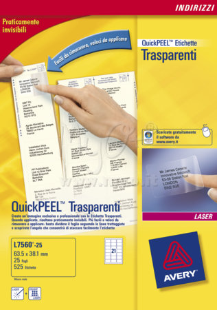Etichette Trasparenti Scrivibili, Disponibili in Diversi Formati