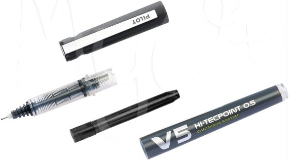 Penna Hi-Tecpoint V5 Begreen, Roller, Punta Extra Fine, + 3 refill